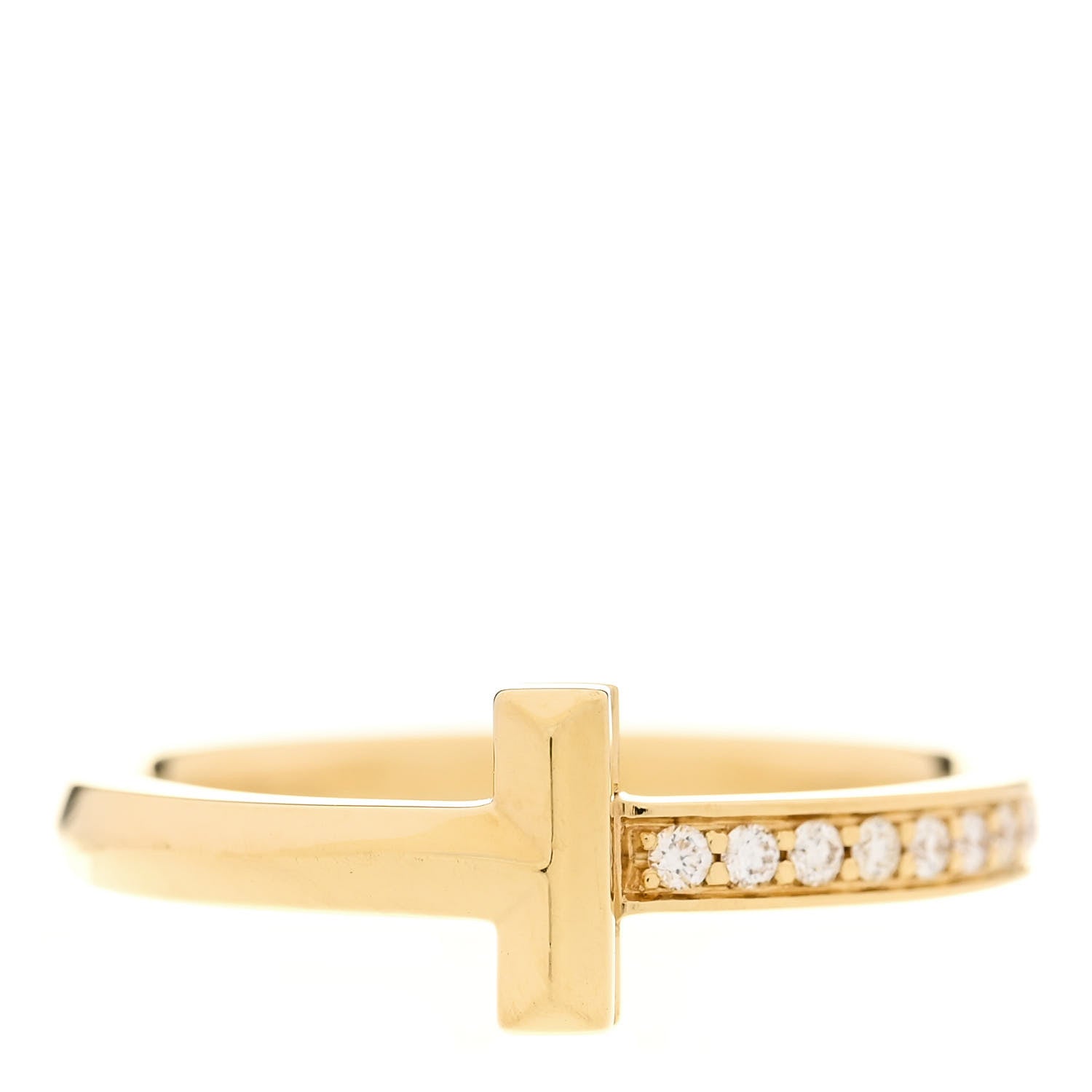 Tiffany 18K Yellow Gold Diamond 2.5mm T T1 Ring 57 8 1 of 5