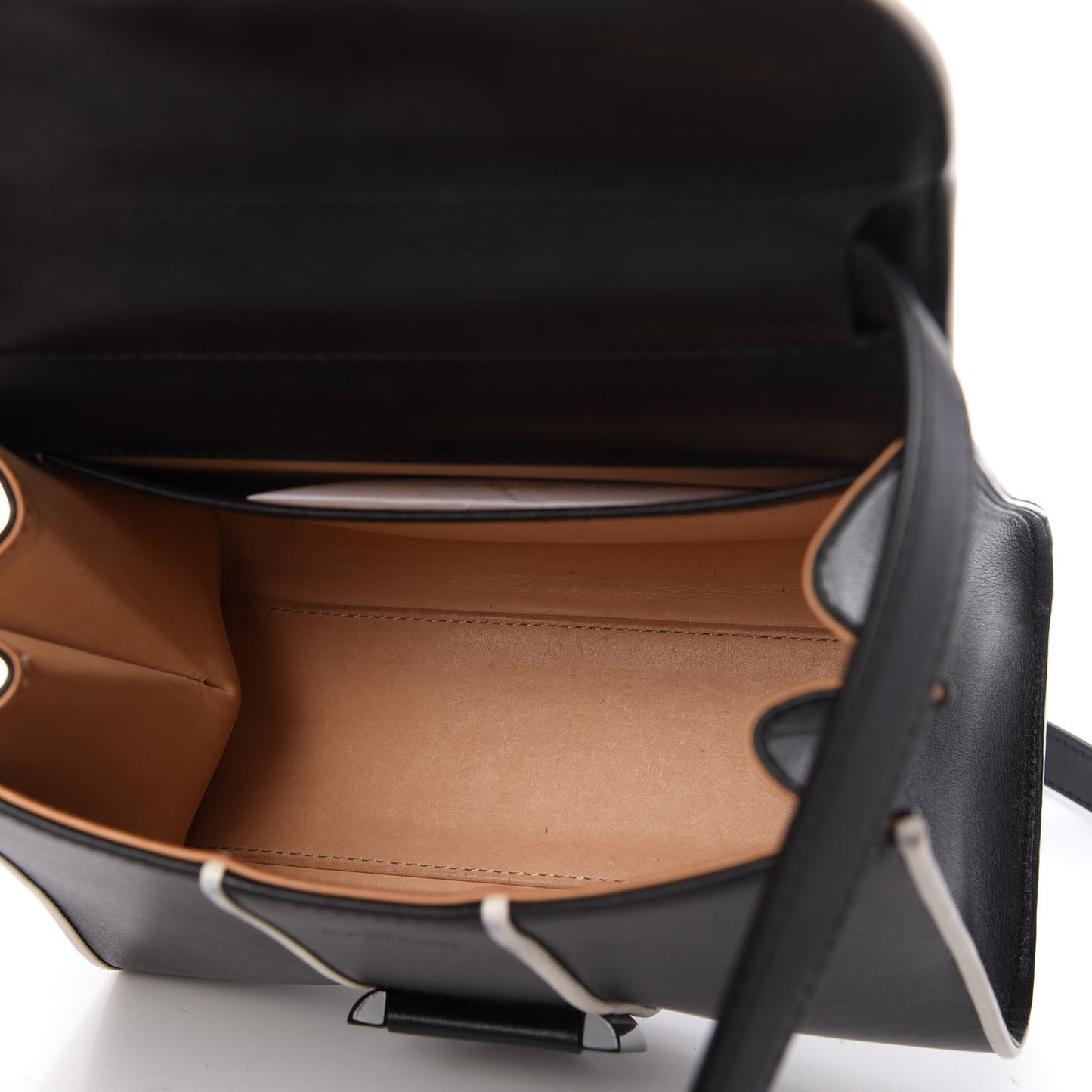 Calfskin Illusion Piped Mini Brillant Satchel Black