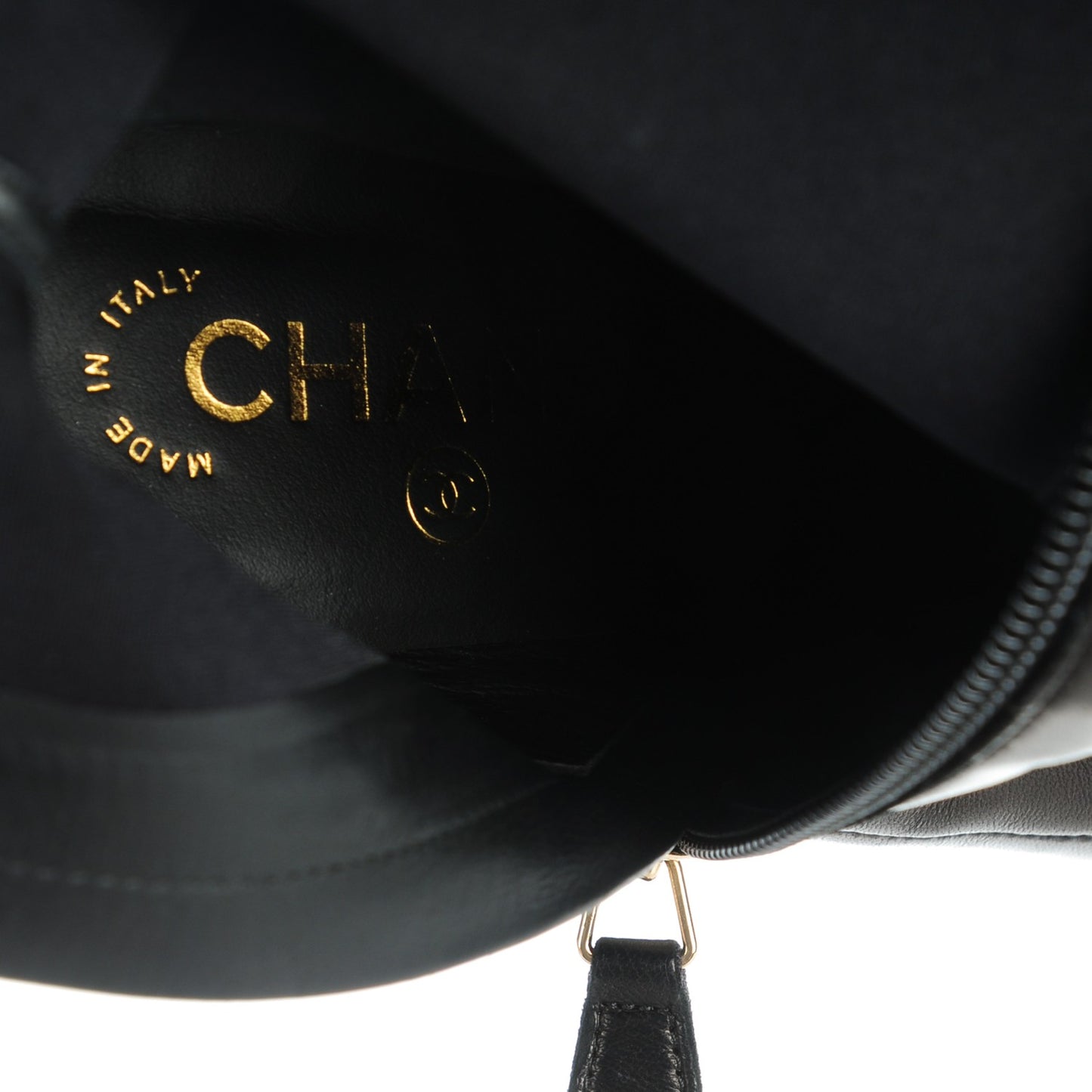 Lambskin Grosgrain CC Cap Toe High Boots 36 Black