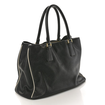 Prada Saffiano Fori Perforated Lux Tote Black 3 of 12
