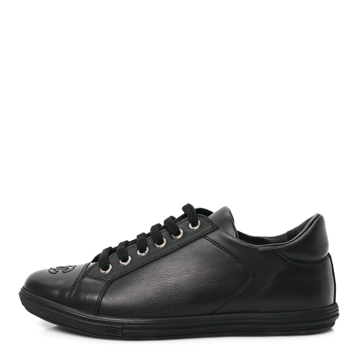 Calfskin Womens Sneakers 36 Black
