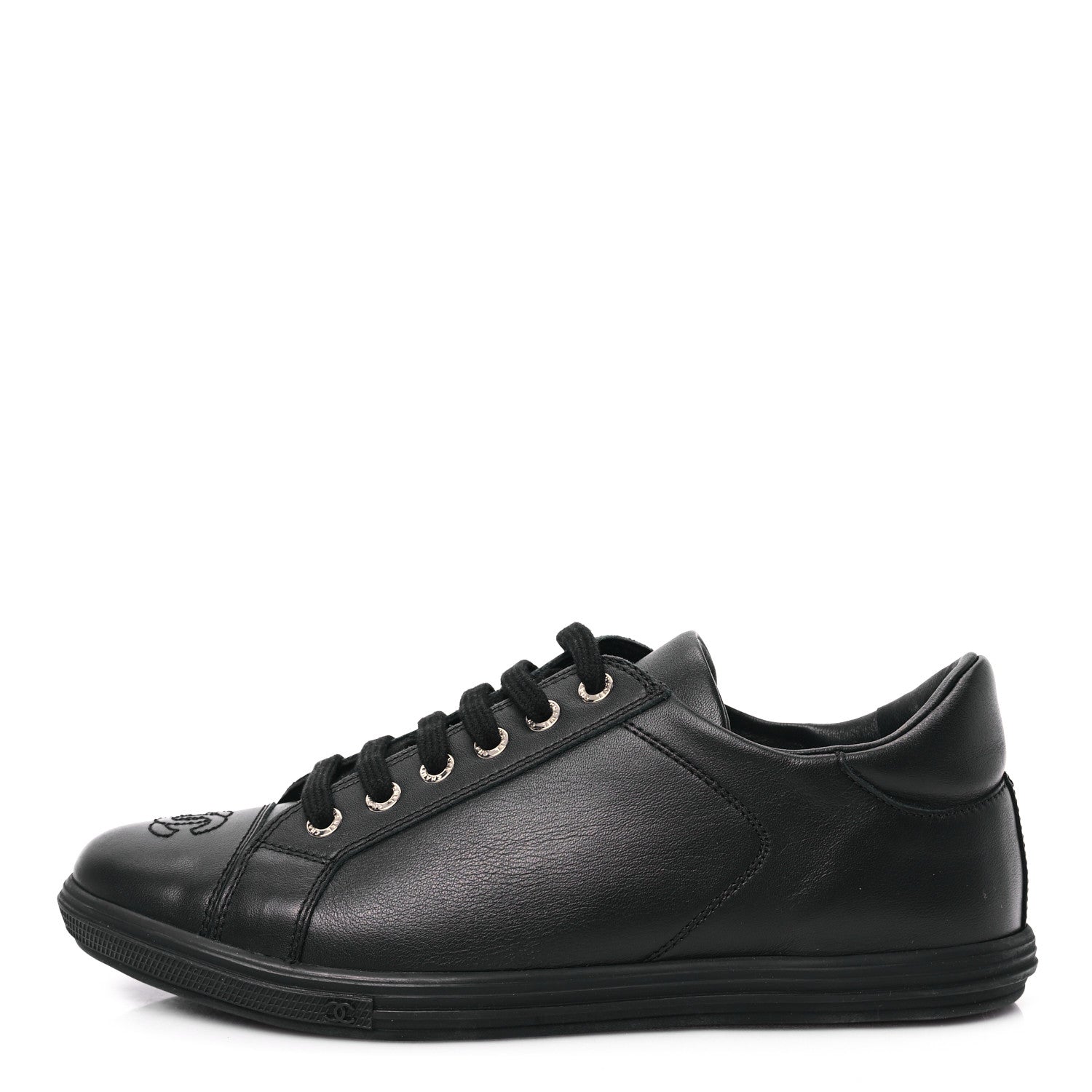 Chanel Calfskin Womens Sneakers 36 Black 1 of 8