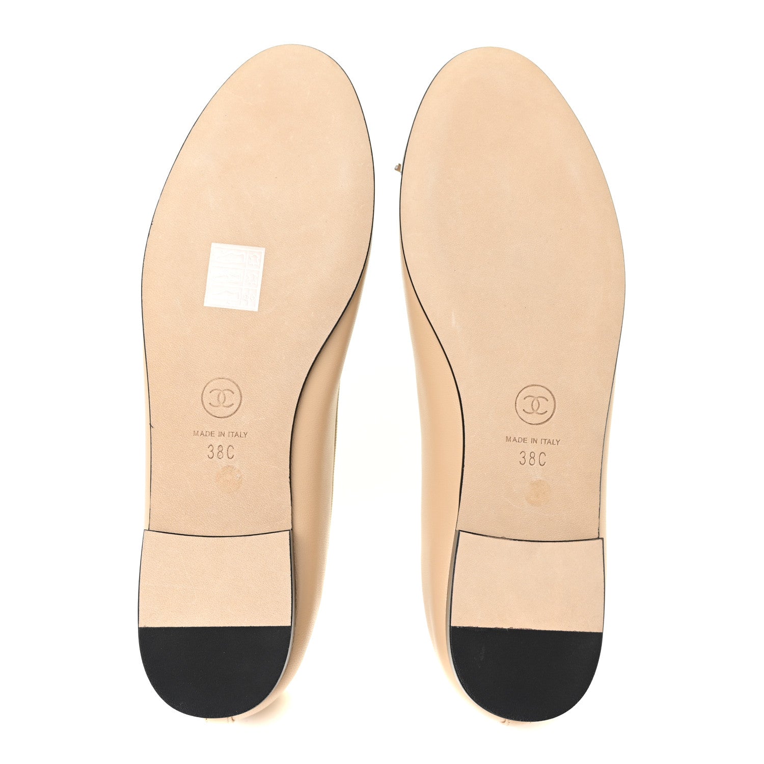 Chanel Lambskin Cap Toe CC Ballerina Flats 38 Beige Black 5 of 8