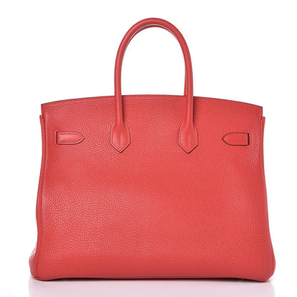 Hermes Taurillon Clemence Birkin 35 Rouge Pivoine 4 of 37