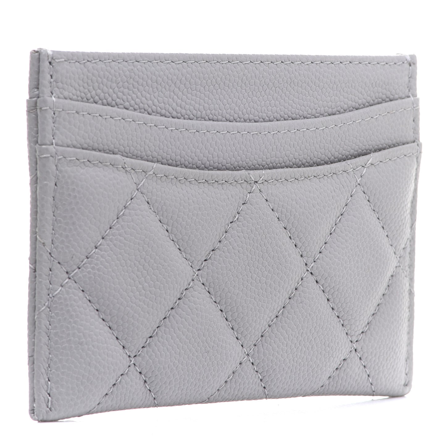 Caviar Quilted Card Holder Grey