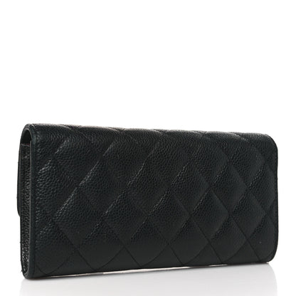 Chanel Caviar Quilted Large Gusset Flap Wallet Black 3 of 11