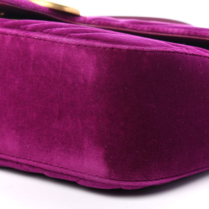 Gucci Velvet Matelasse Small GG Marmont Shoulder Bag Fuchsia Violet Cyclamen 9 of 10