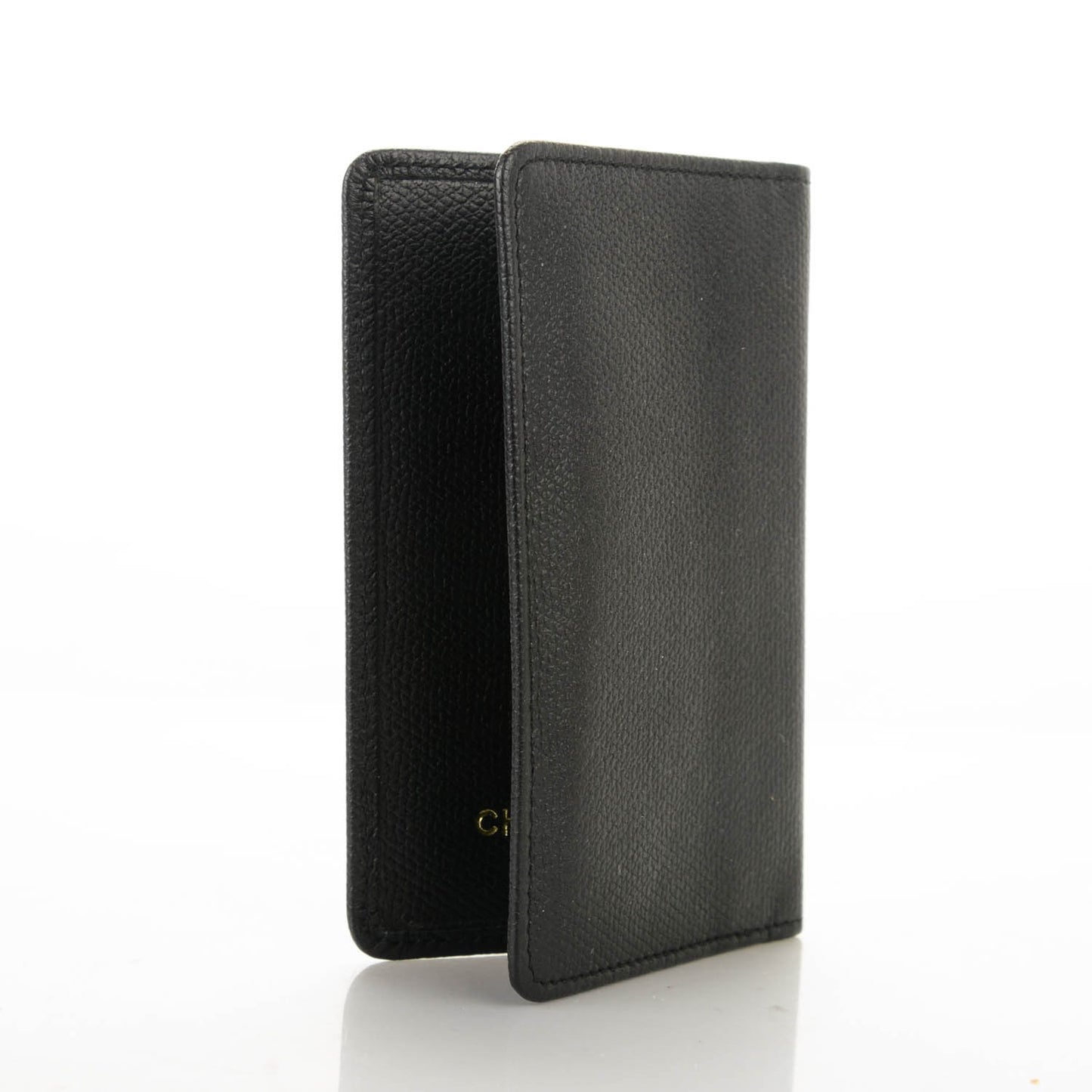 Grained Calfskin Small CC Button Pocket Agenda Cover Black