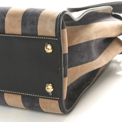 Fendi Vitello Nabuk Seta Pequin Medium Peekaboo Iconic Satchel Tobacco Moro Ebano 10 of 11