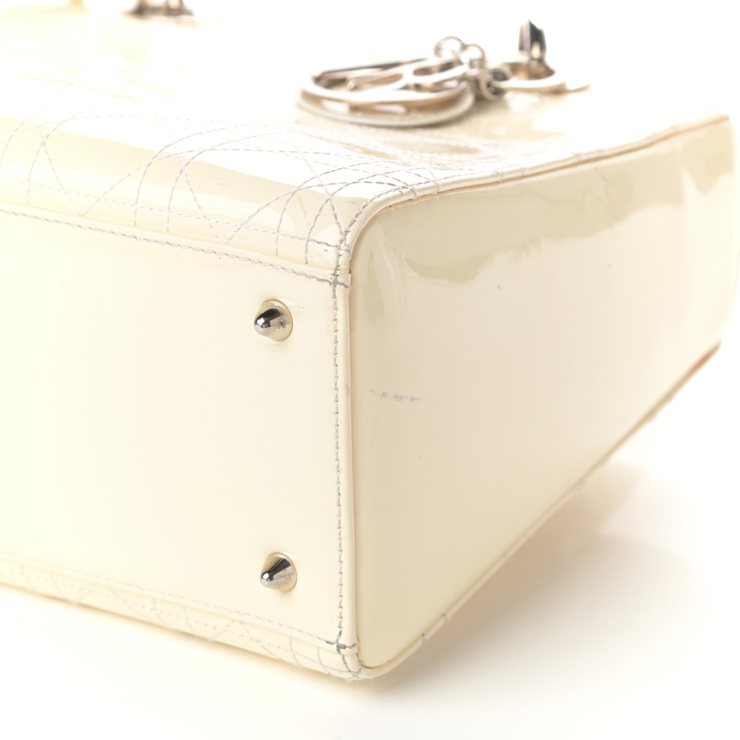 Christian Dior Patent Cannage Stitched Medium Lady Dior White 8 of 10