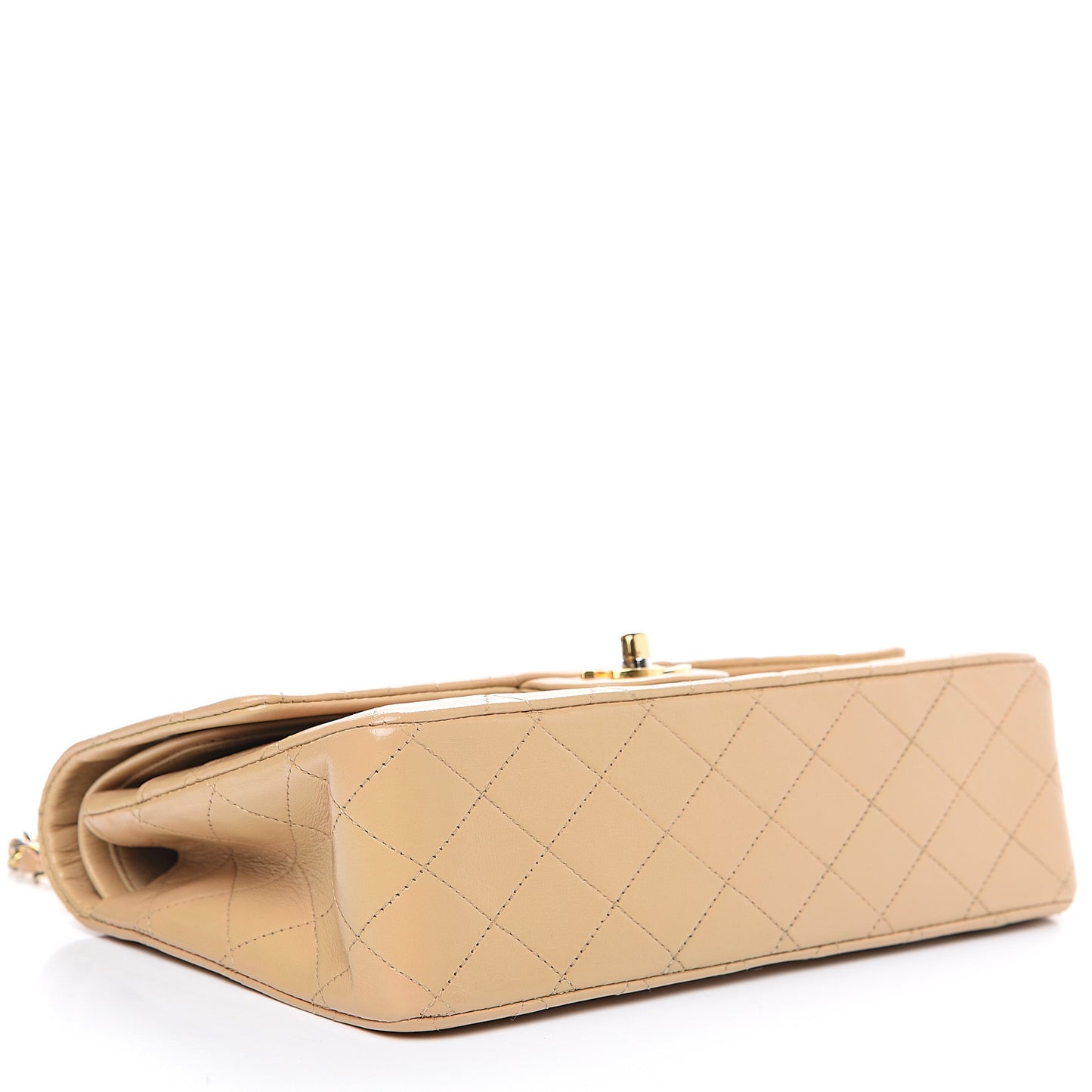 Lambskin Quilted Small Double Flap Beige
