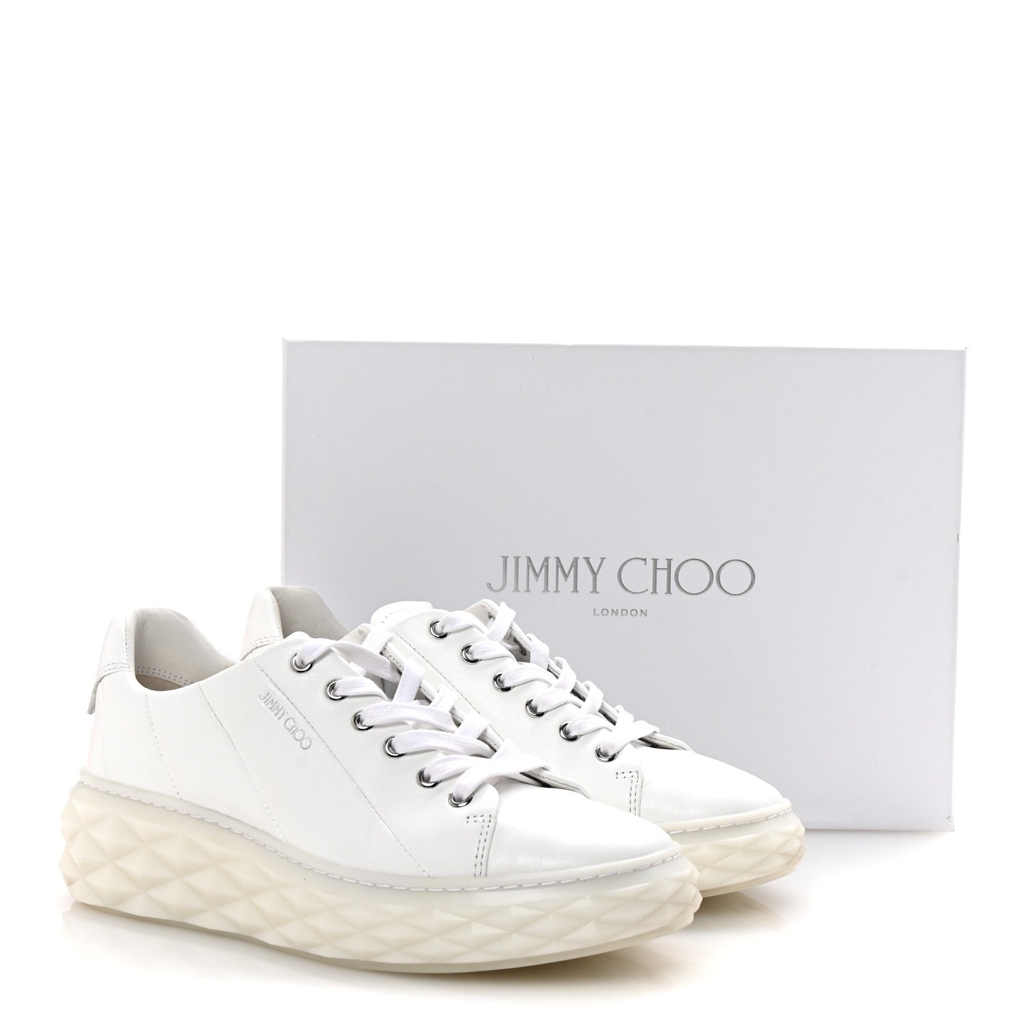 Jimmy Choo Nappa Diamond Light Platform Sneakers 38 White 10 of 10