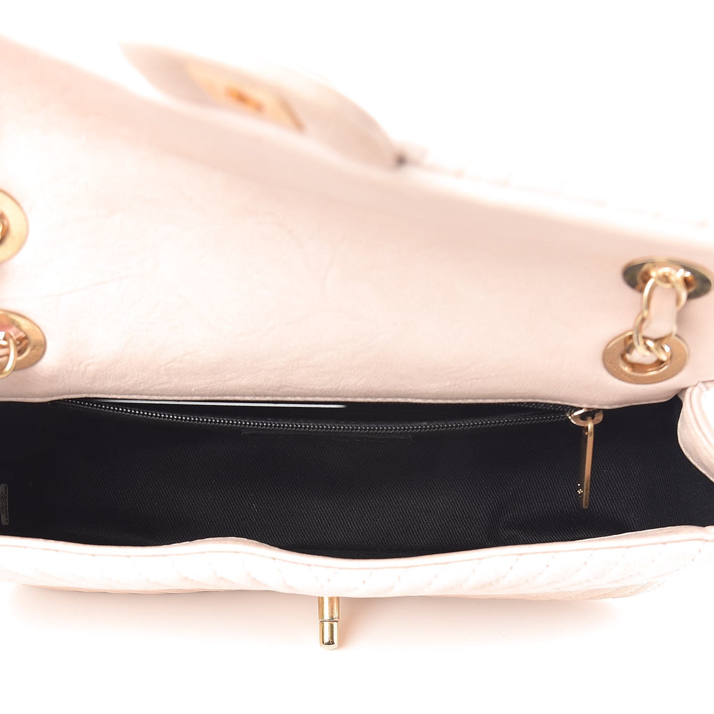 Calfskin Chevron Small Surpique Flap Ivory