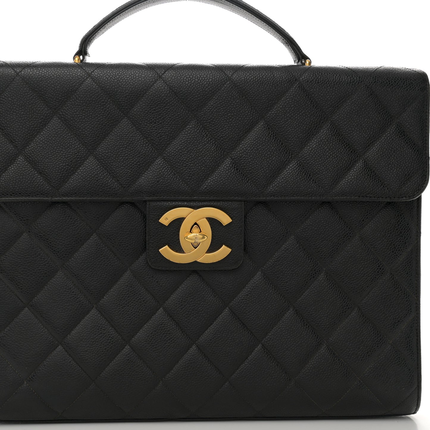 Caviar Quilted Briefcase Laptop Bag Black