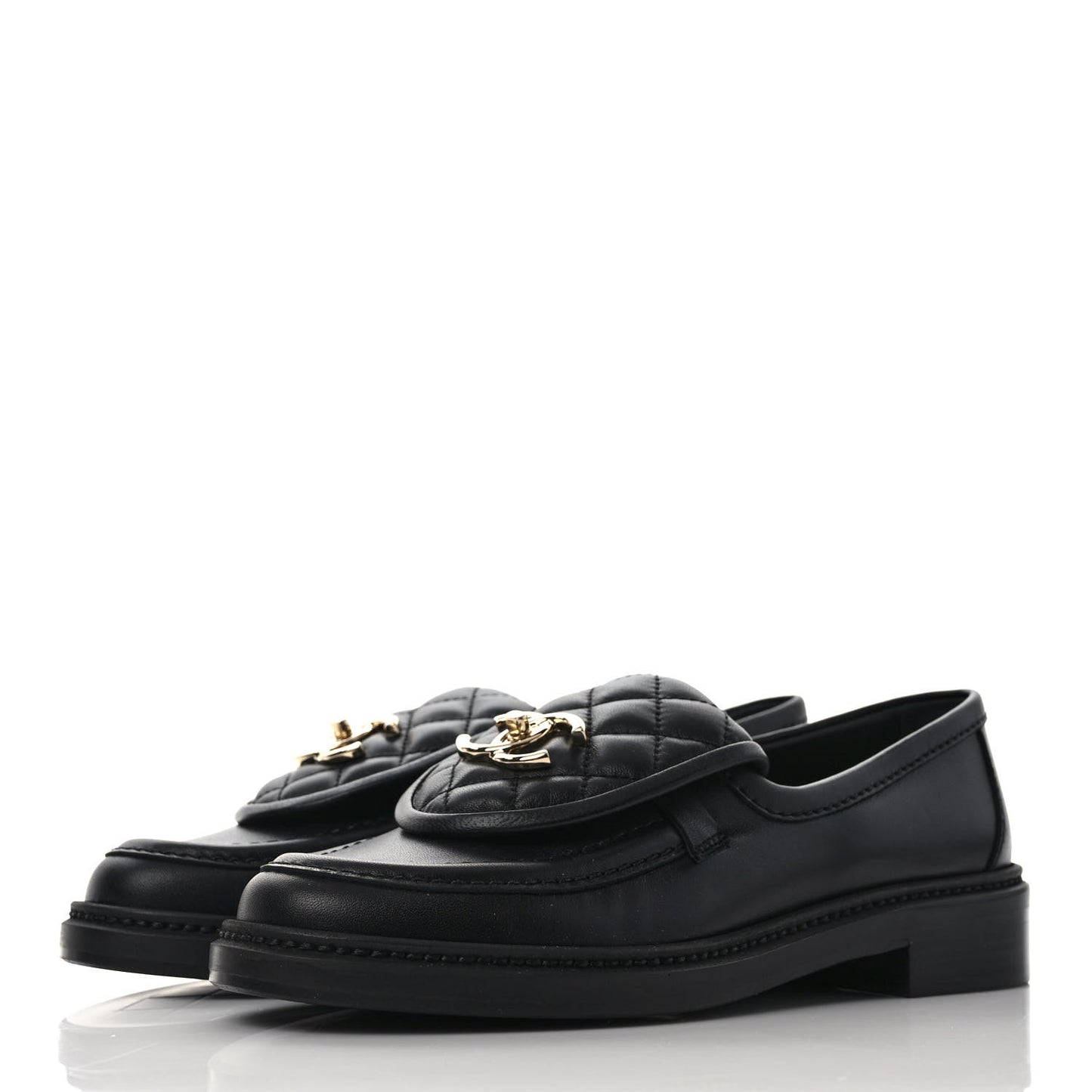 Lambskin Quilted CC Turnlock Loafers 36.5 Black