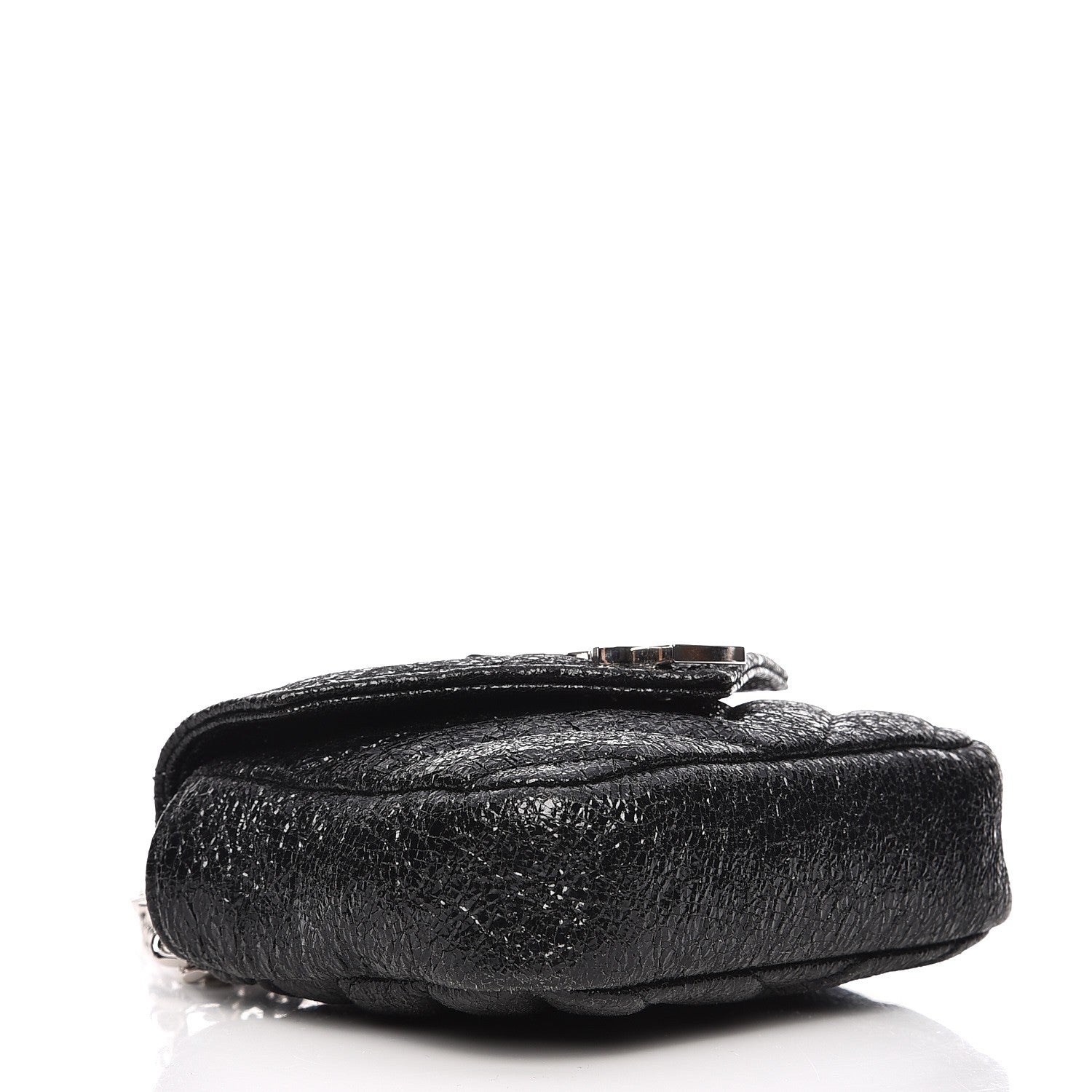 Saint Laurent Metallic Crackled Calfskin Chevron Monogram Micro Crossbody Bag Black 4 of 7
