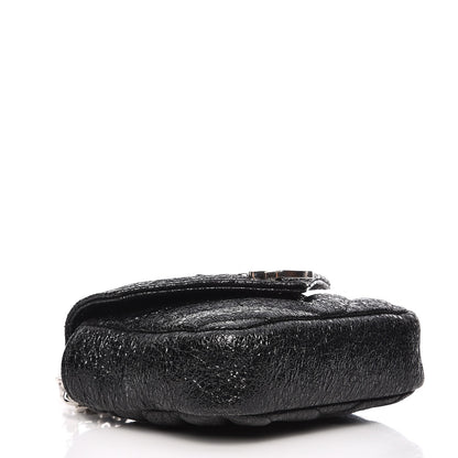 Saint Laurent Metallic Crackled Calfskin Chevron Monogram Micro Crossbody Bag Black 4 of 7