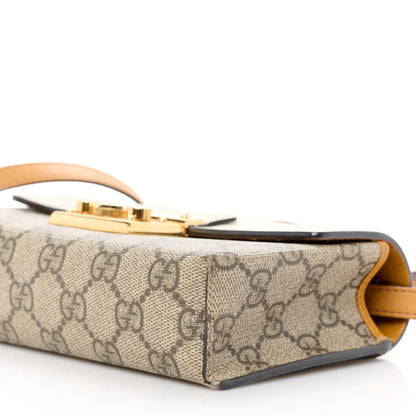Gucci GG Supreme Monogram New Sakai Calfskin Mini Padlock Top Handle Shoulder Bag Beige Ebony Mystic White Sun Oil 10 of 12