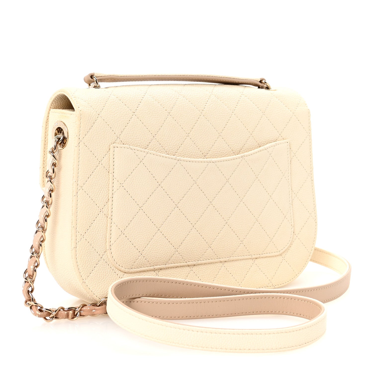 Chanel Grained Calfskin Quilted Medium Cuba Top Handle Flap Ivory 3 of 10