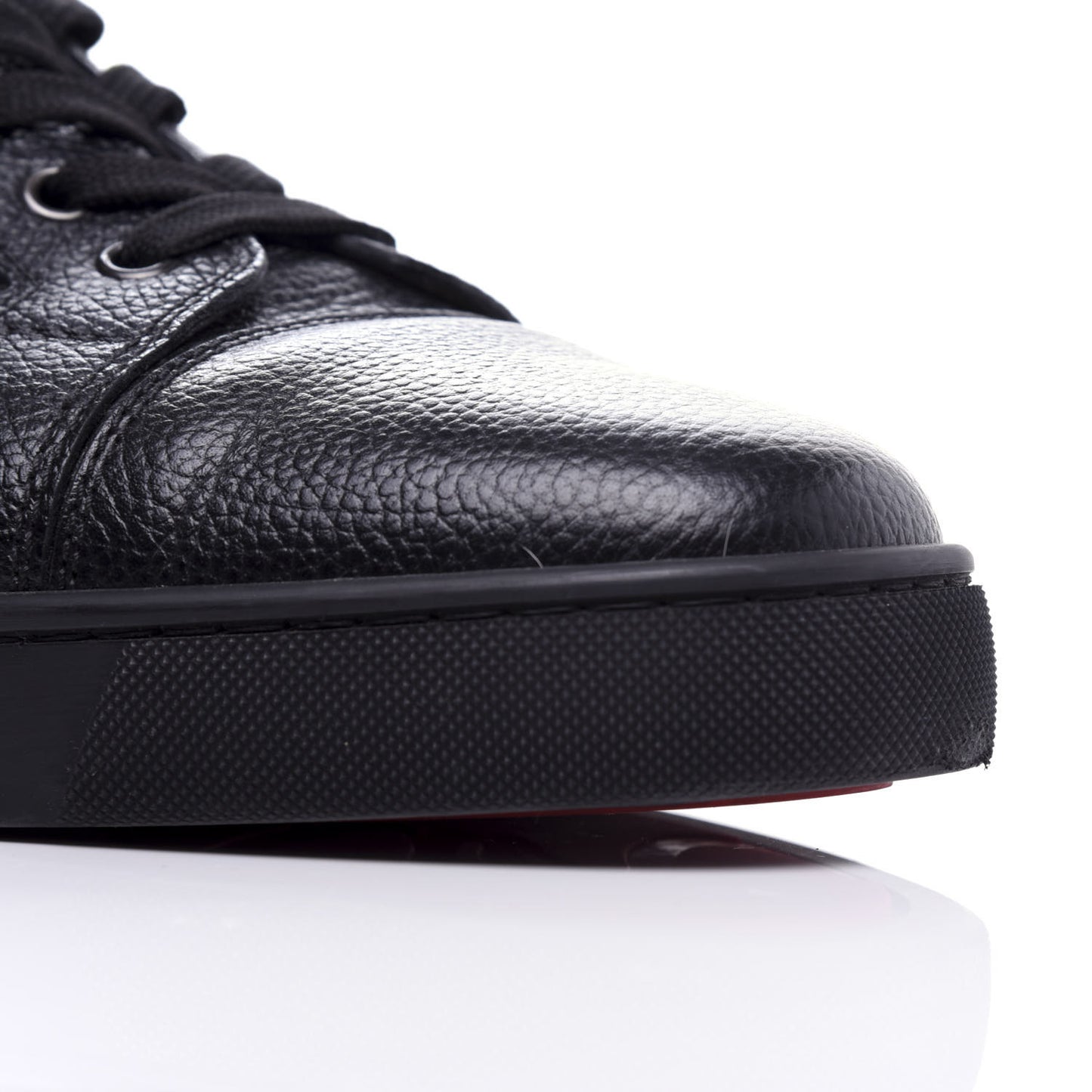 Grained Calfskin Mens Louis Junior Flat Sneakers 46 Black