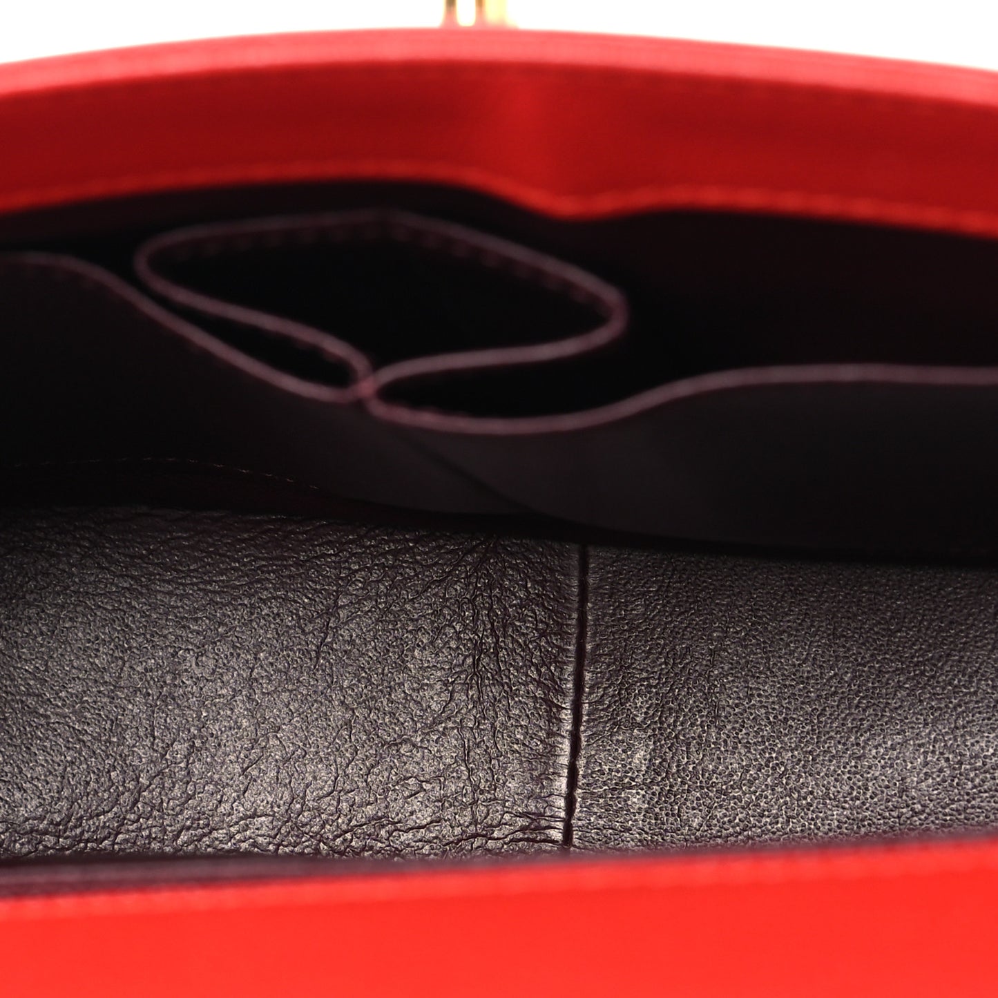 Shiny Goatskin Diagonal Quilted Small Flap Red