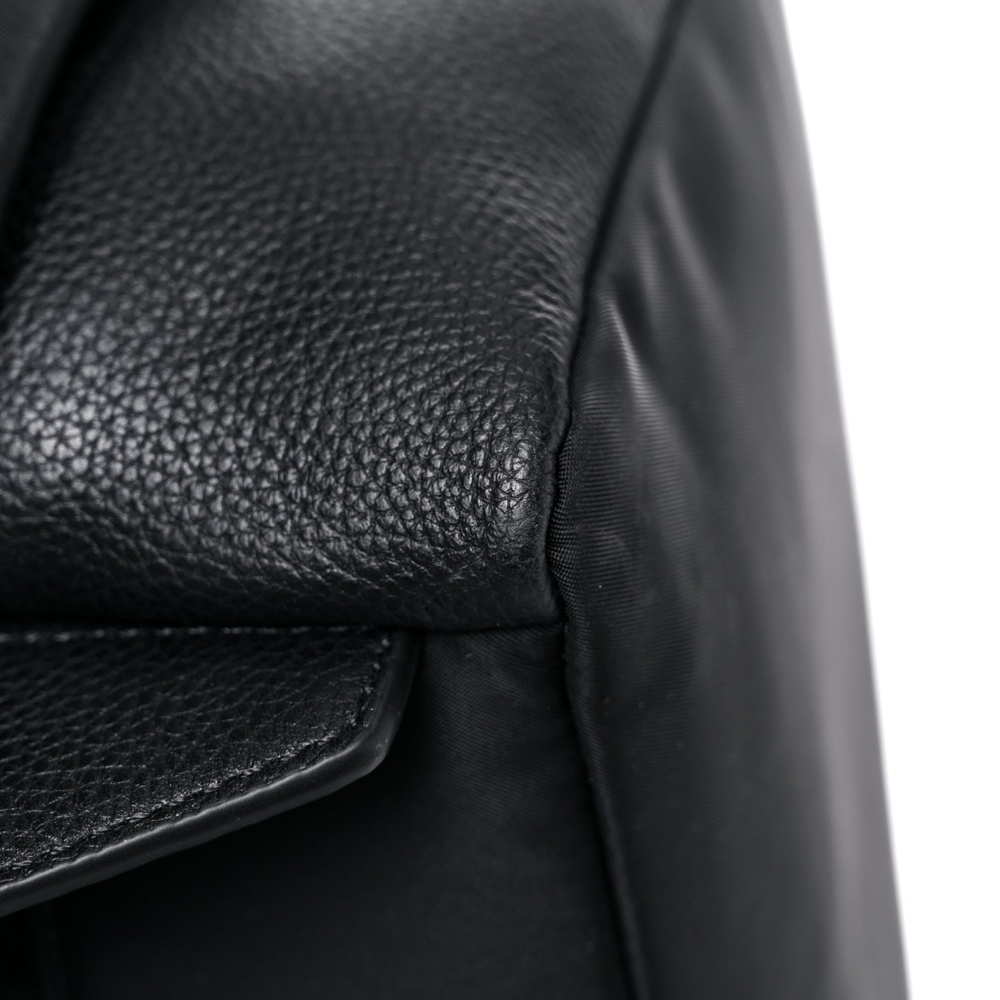 Nylon Grained Calfskin Watson Diaper Bag Black
