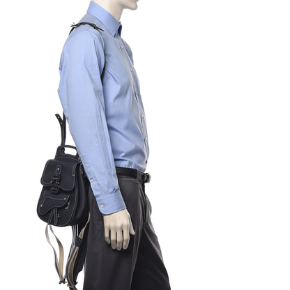 Christian Dior Grained Calfskin Saddle Backpack Navy Blue 2 of 8