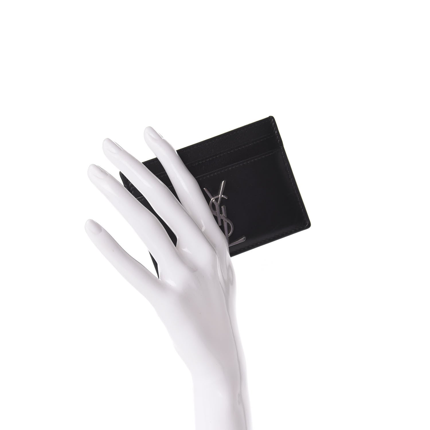 Saint Laurent Calfskin Monogram Credit Card Case Black 2 of 8