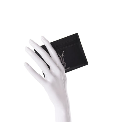 Saint Laurent Calfskin Monogram Credit Card Case Black 2 of 8