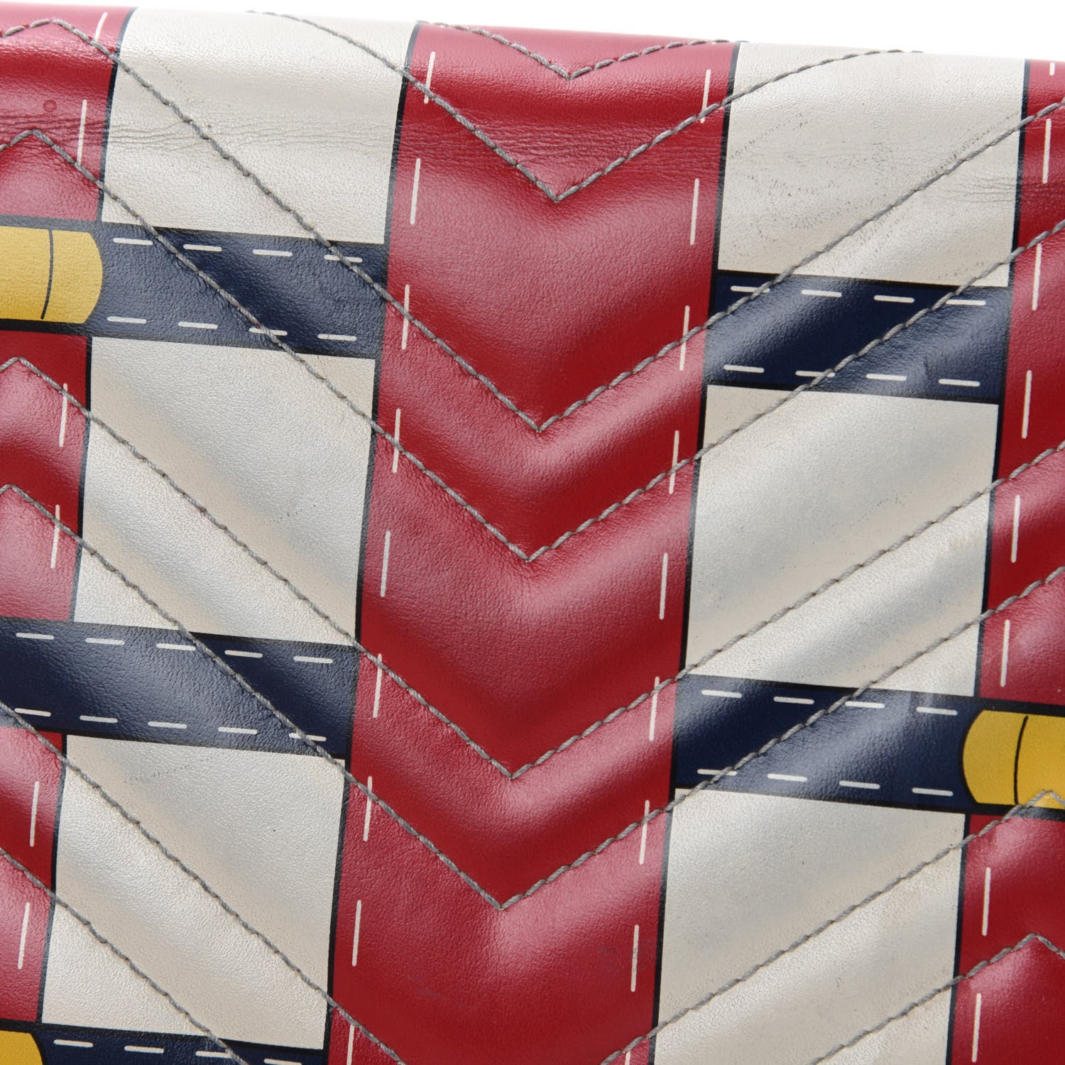 Gucci Calfskin Matelasse Trompe L'Oeil Print Mini GG Marmont Chain Wallet White 12 of 22