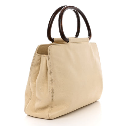 Chanel Caviar Wood Handle Handbag Beige 3 of 16
