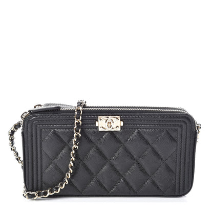 Chanel Caviar Quilted Small Boy Clutch With Chain Black 1 of 13