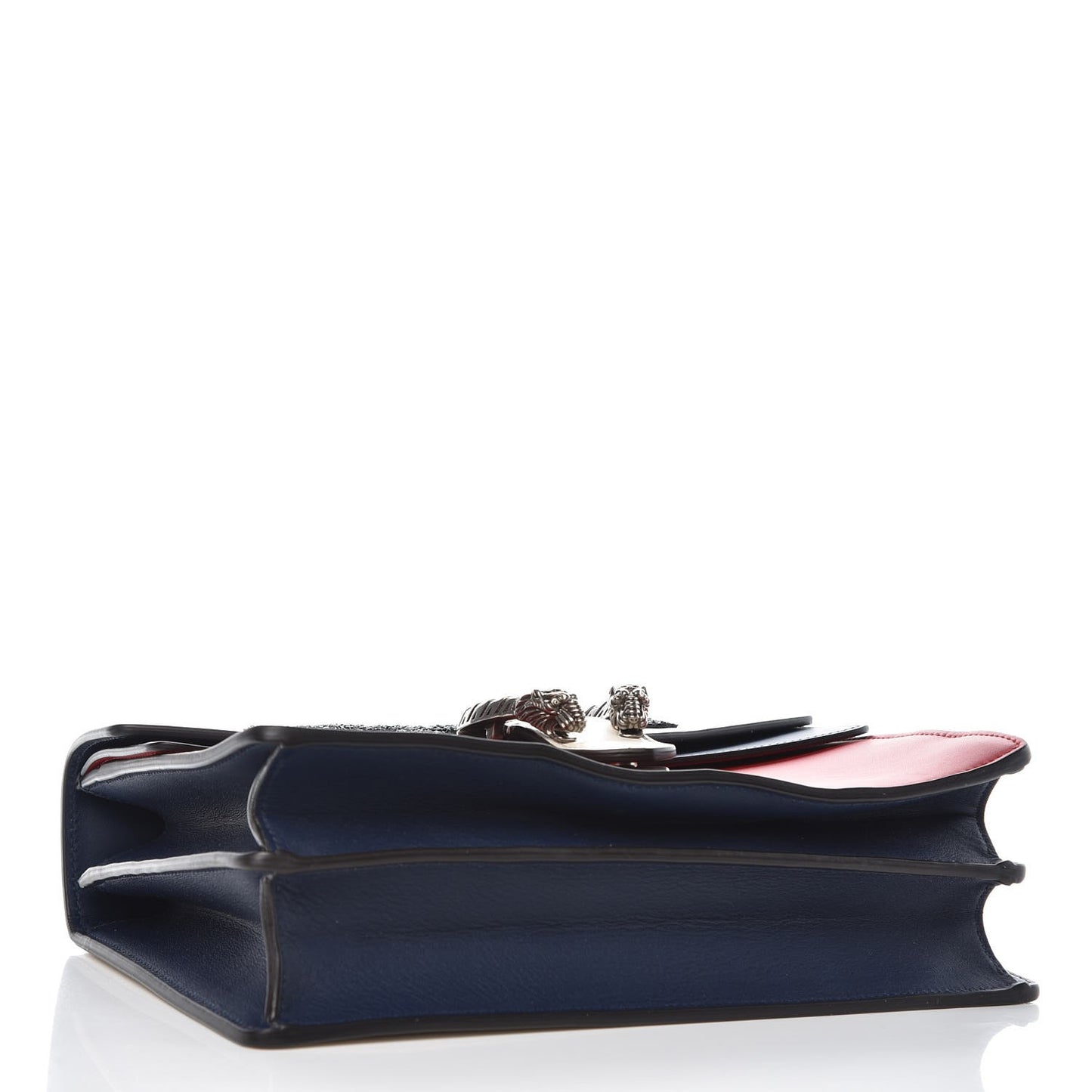 Calfskin Panther Embroidered Medium Dionysus Shoulder Bag White Blue Hibiscus Red