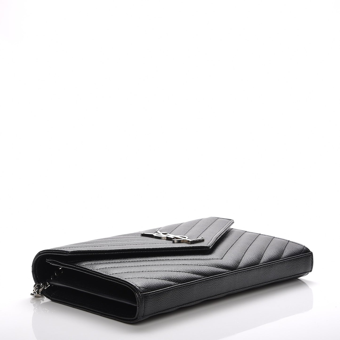 Grain De Poudre Matelasse Chevron Monogram Chain Wallet Black