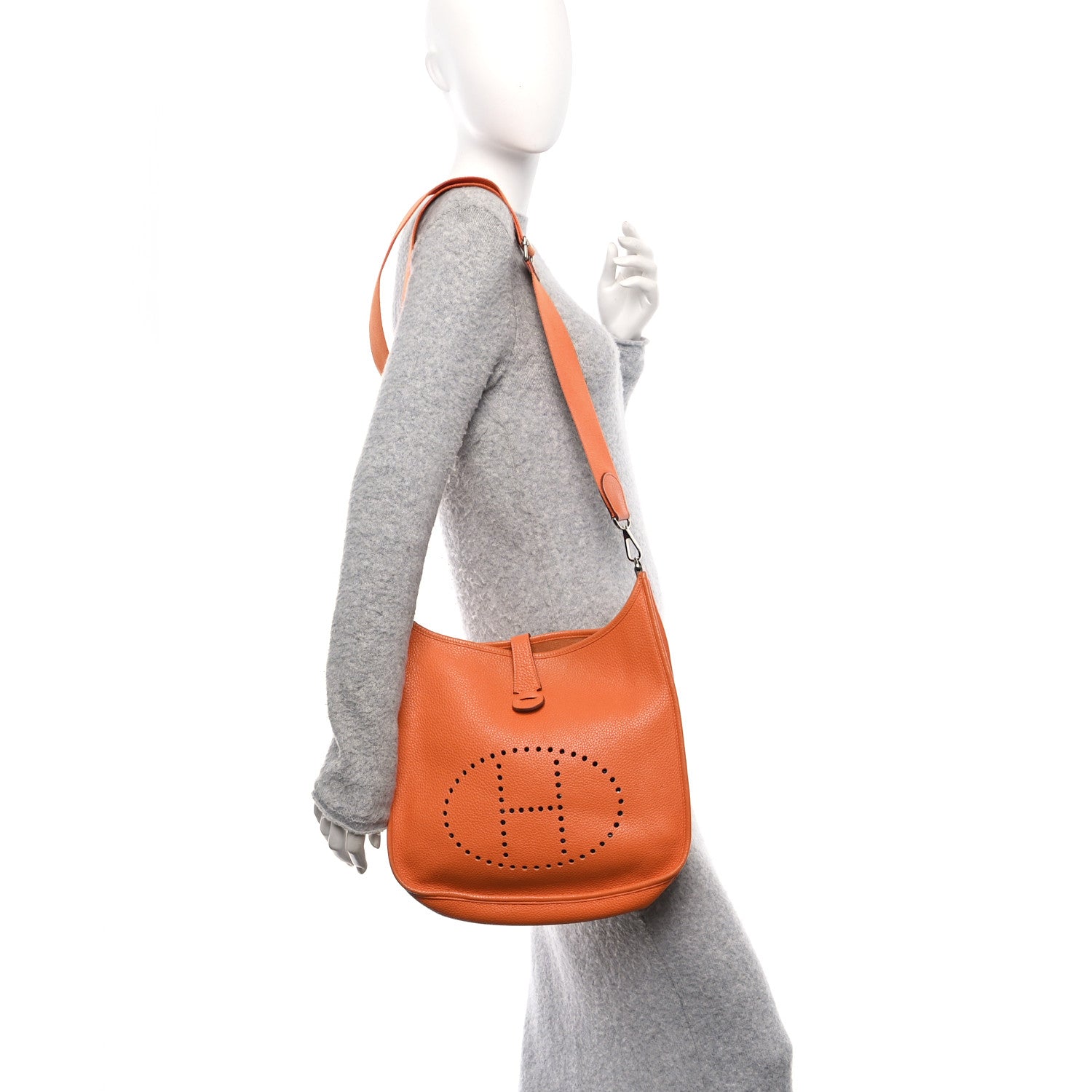 Hermes Taurillon Clemence Evelyne III GM Orange 3 of 10