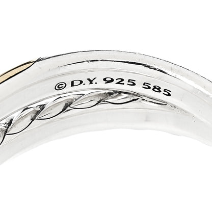 David Yurman Sterling Silver 14K Yellow Gold Crossover Two Row Ring 59 8.75 4 of 4