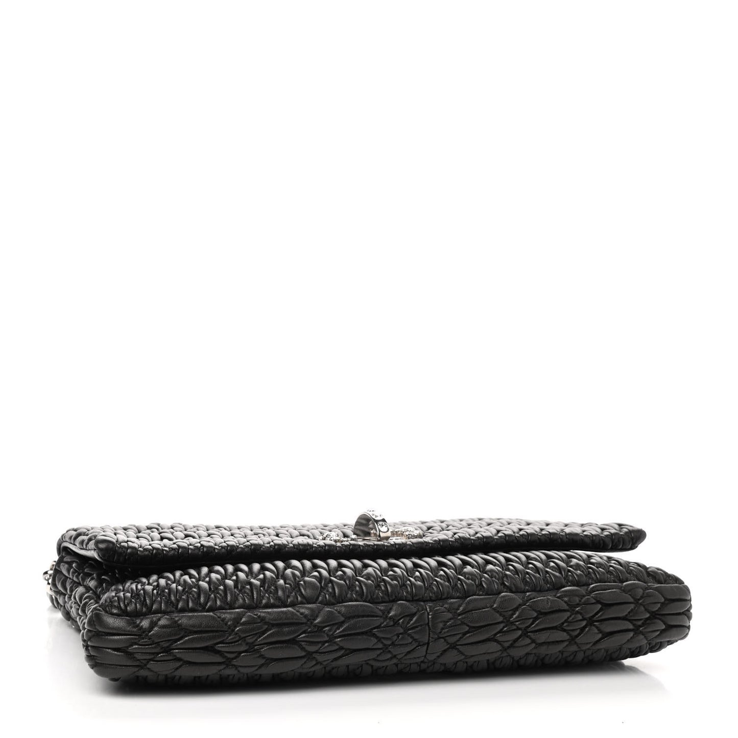 Nappa Matelasse Crystal Flap Clutch Black