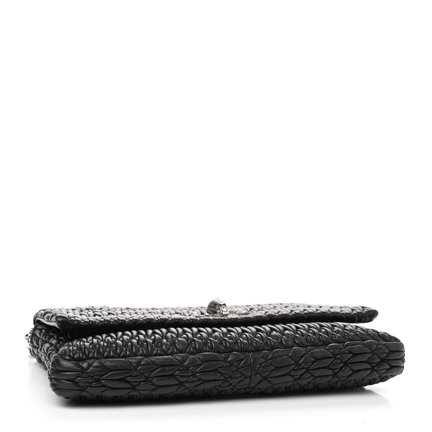 Miu Miu Nappa Matelasse Crystal Flap Clutch Black 4 of 8