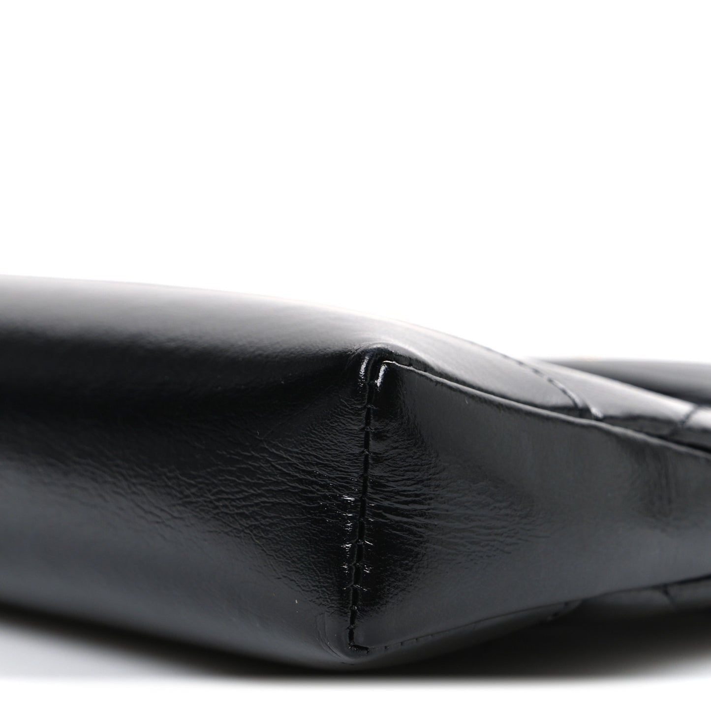Shiny Crumpled Calfskin Quilted Nano 31 Shopping Bag Black