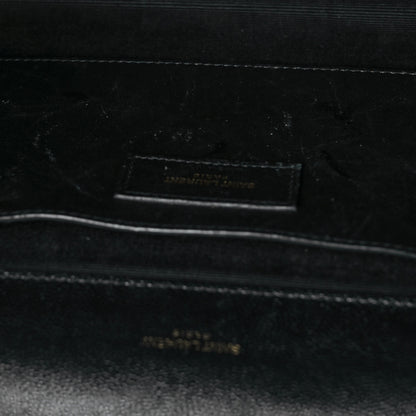 Saint Laurent Grain De Poudre Textured Mixed Matelasse Triquilt Medium Monogram Satchel Black 10 of 10