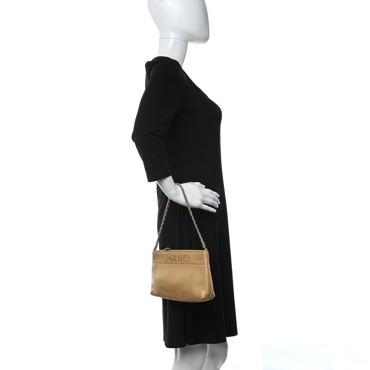 Chanel Lambskin Lax Pochette Beige 3 of 9