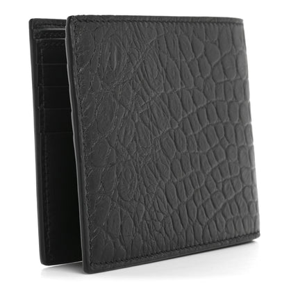 Saint Laurent Calfskin Crocodile Embossed Paris East West Wallet Black 3 of 8