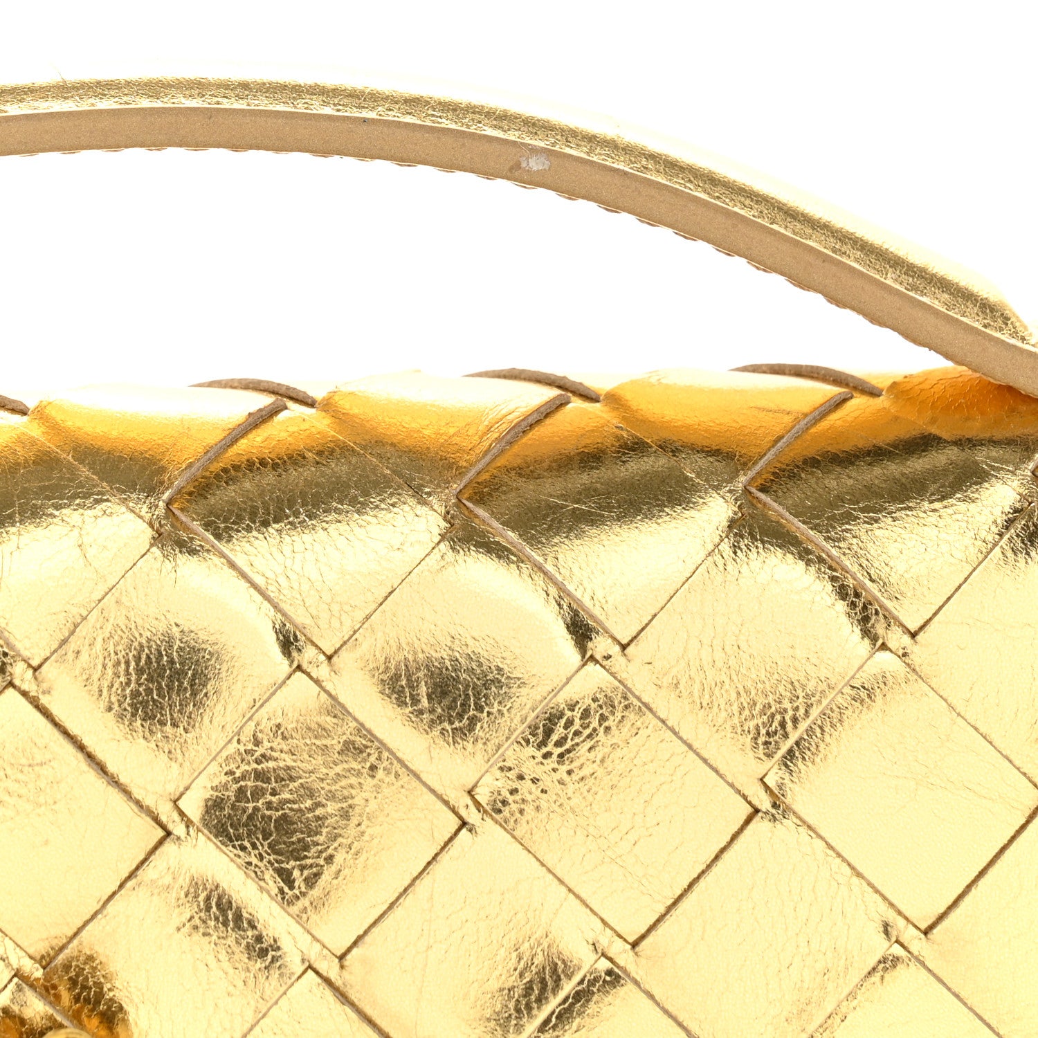 Bottega Veneta Metallic Lambskin Intrecciato Long Andiamo Top Handle Clutch Gold 9 of 11