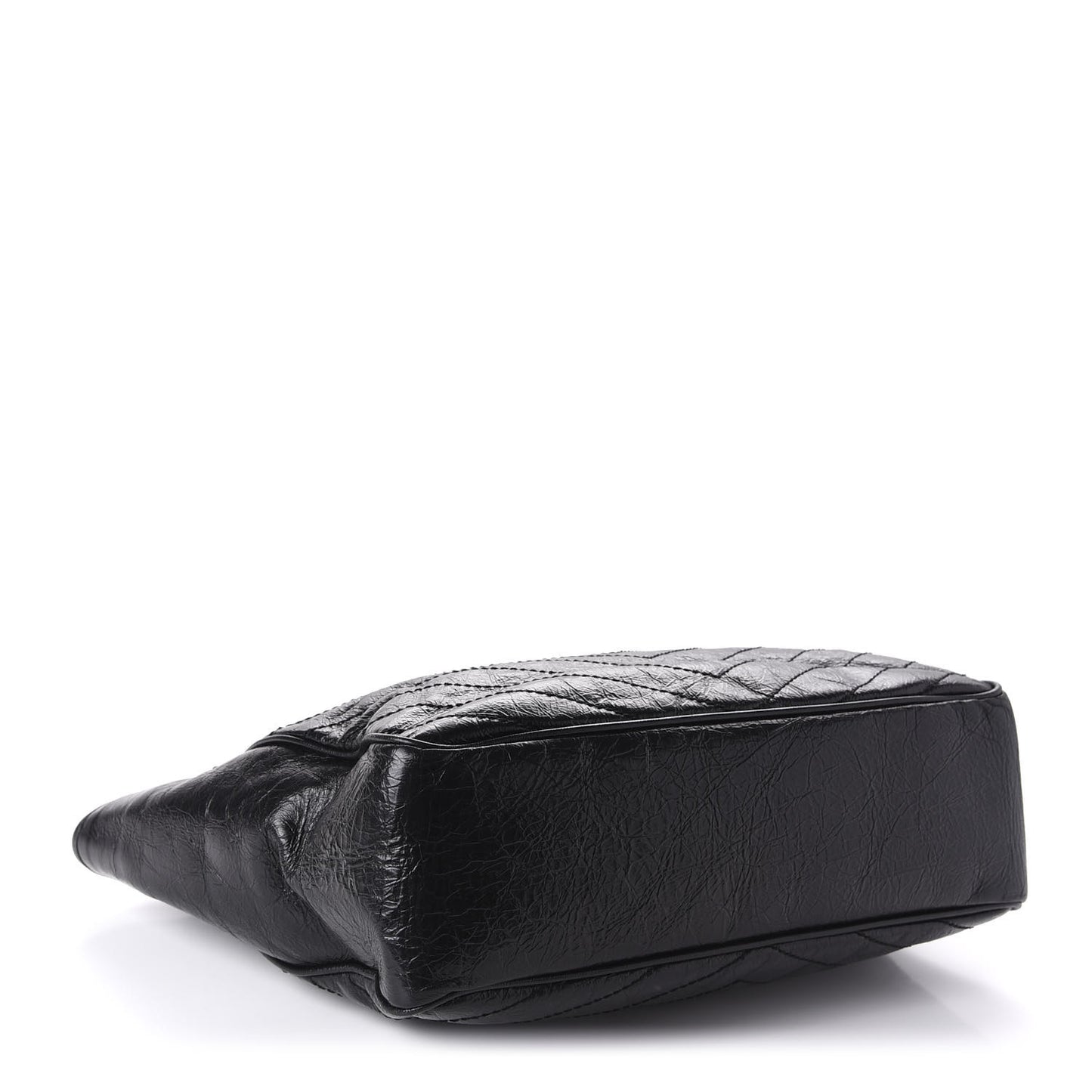 Crinkled Calfskin Matelasse Monogram Large Niki Shopping Tote Bag Black