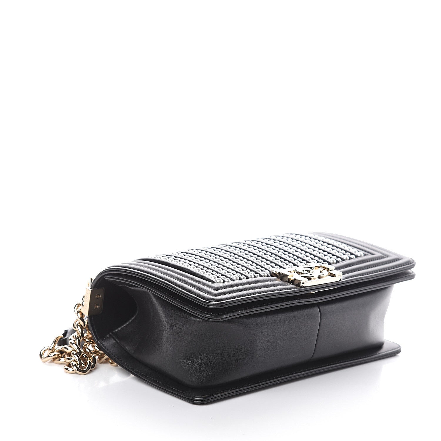 Chanel Calfskin Pearl Medium Chanel Pearls Boy Flap Black 3 of 9