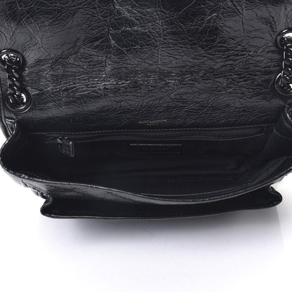 Saint Laurent Crinkled Calfskin Matelasse Monogram Medium Niki Chain Satchel Black 8 of 10