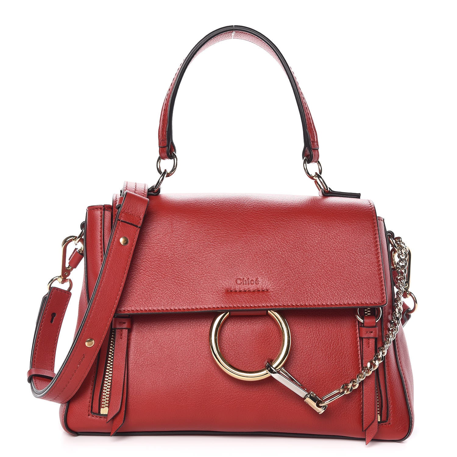 Chloe Calfskin Small Faye Day Shoulder Bag Dahlia Red 1 of 7