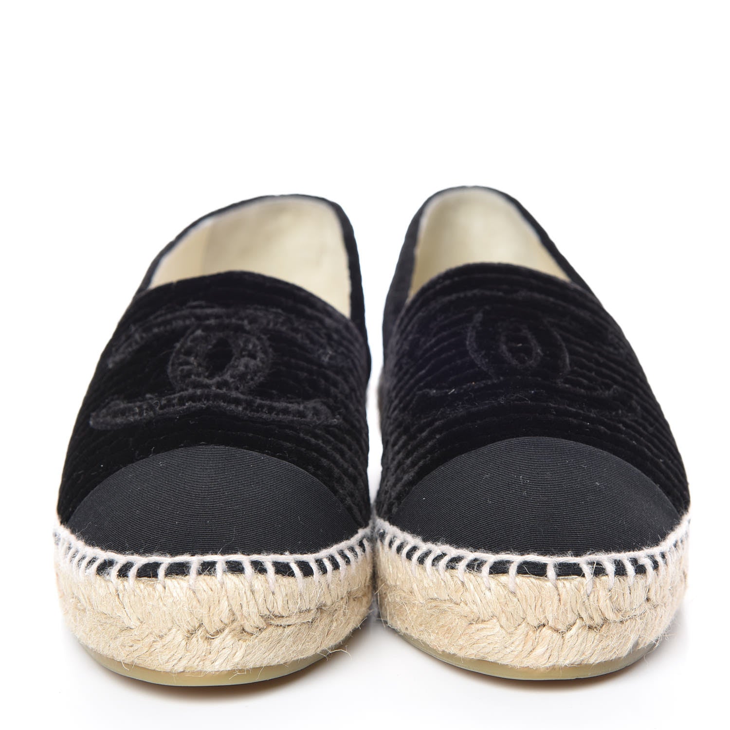 Chanel Velvet Grosgrain CC Espadrilles 37 Black 2 of 10