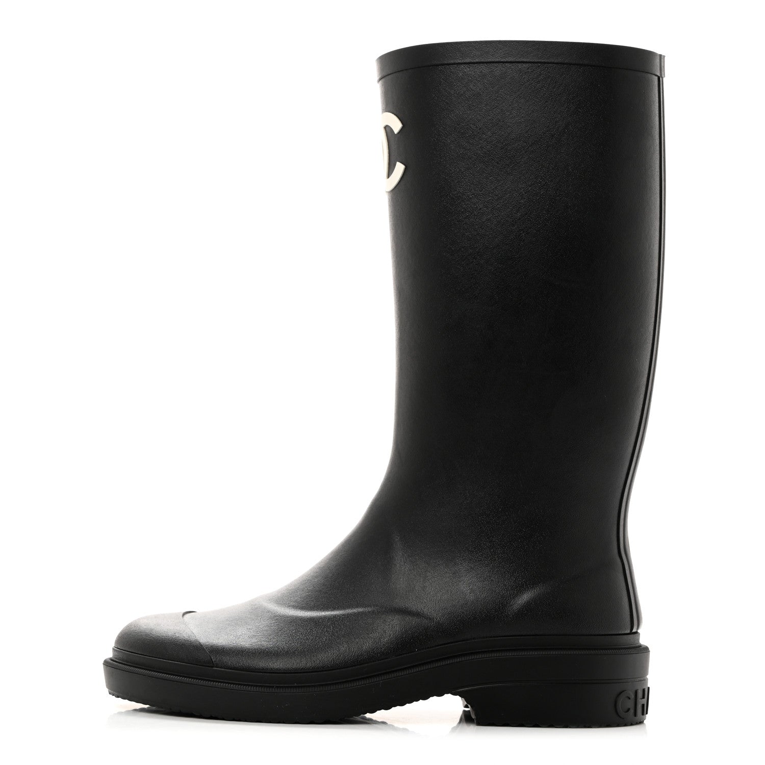 Chanel Caoutchouk CC High Boots 37 Black 1 of 8