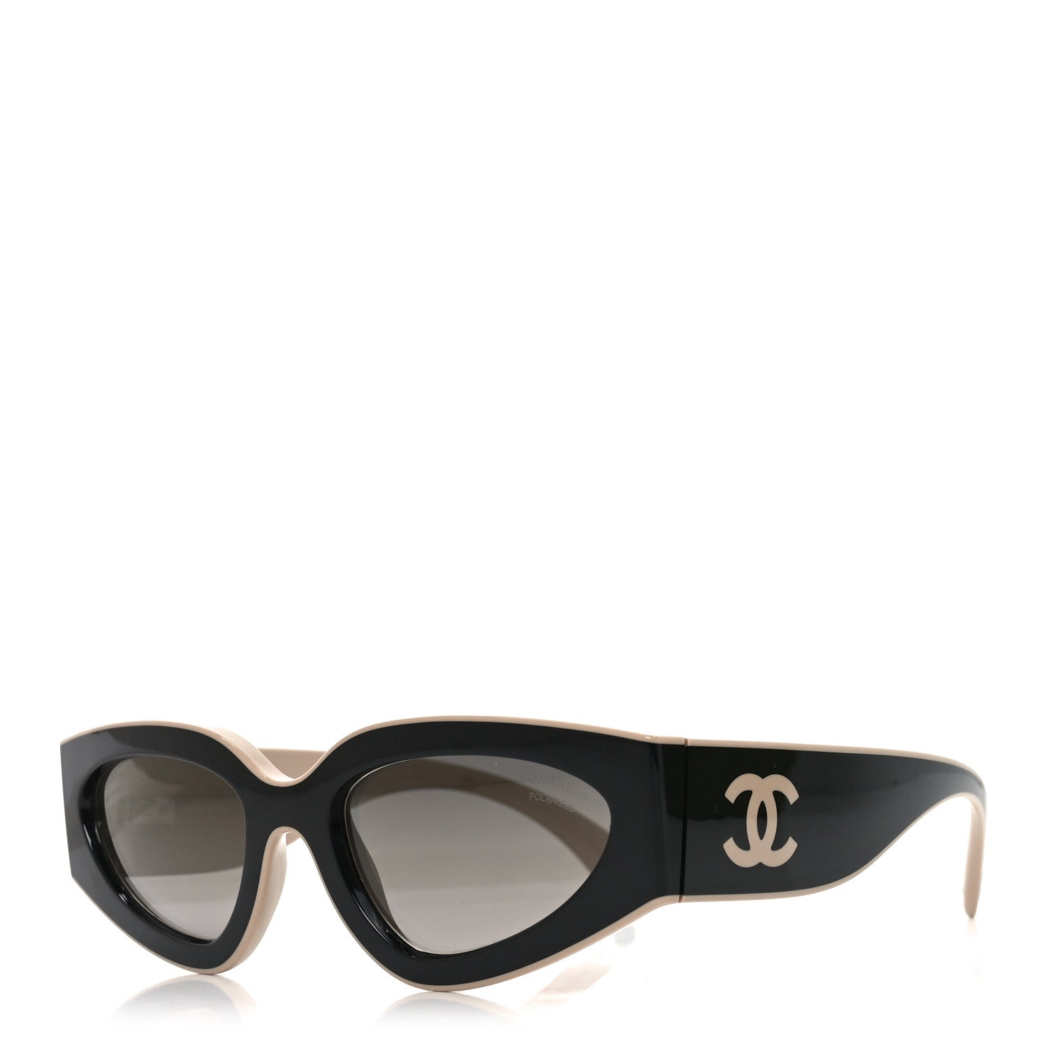 Chanel Acetate Cat Eye Sunglasses 6056 Black Beige 1 of 7